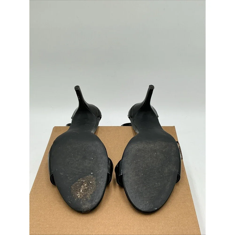 Steve Madden Fantasie Sandals Womens US 8.5 Black Leather Stiletto Heel Ebay4853